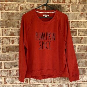 Rae Dunn Rusty Orange Raglan Pumpkkn Spice Sweatshirt